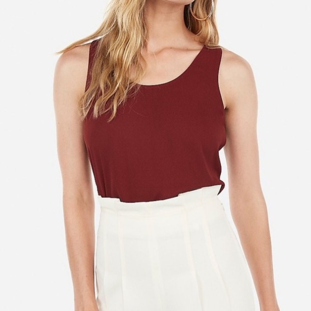 Express XS Maroon Basic Scoop Neck Tank